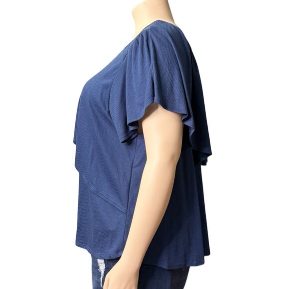 Massini Double Layered Top Casual Size 3X in Blue - Picture 2 of 10